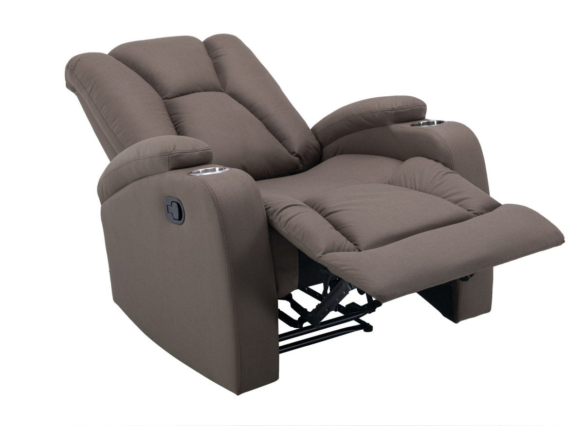 Fauteuil relax en tissu en microfibre marron CLARENCE - DécoInParis