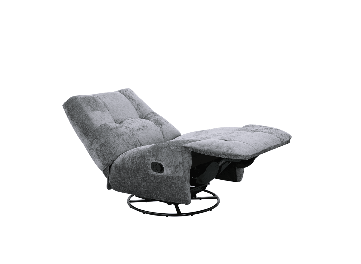 Fauteuil relax pivotant en velours chiné gris LISON - DécoInParis