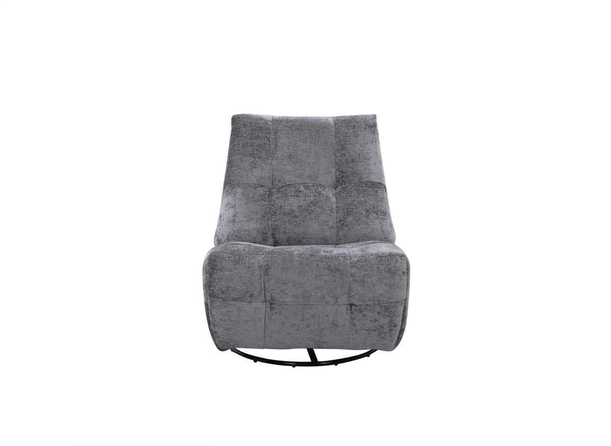 Fauteuil relax pivotant en velours chiné gris LISON - DécoInParis
