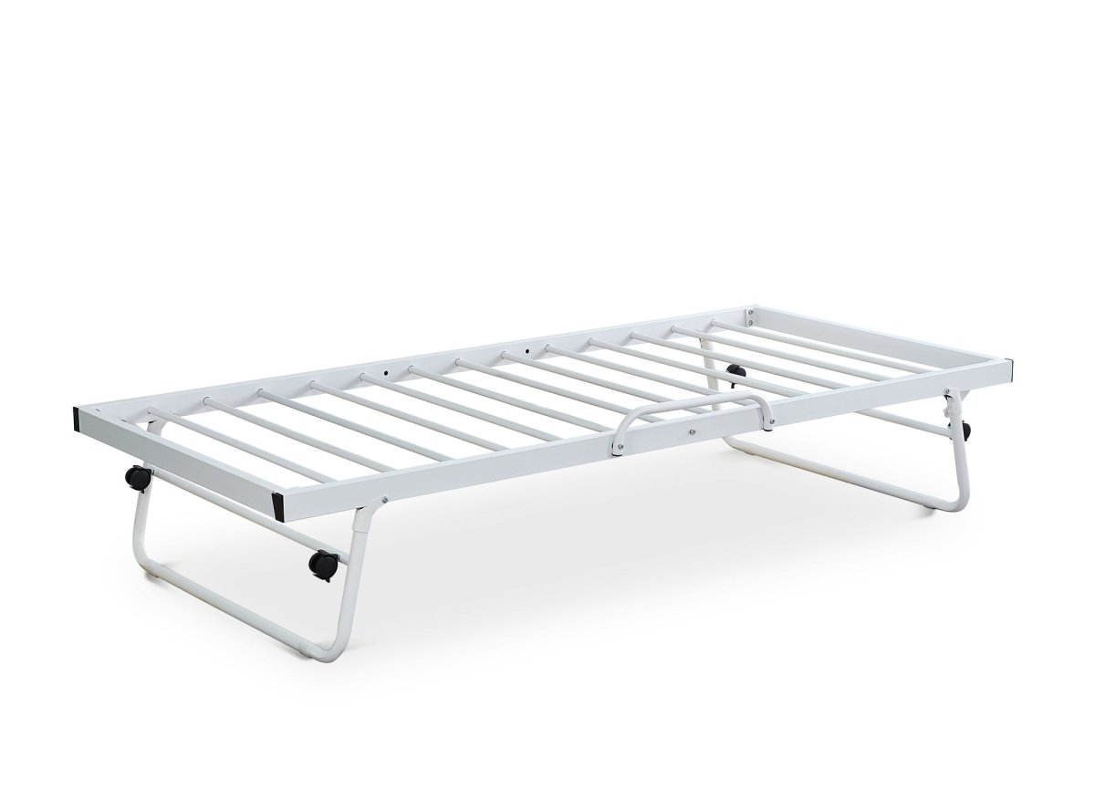 Lit banquette gigogne en métal blanc ALICIA 90 x 190 cm - DécoInParis