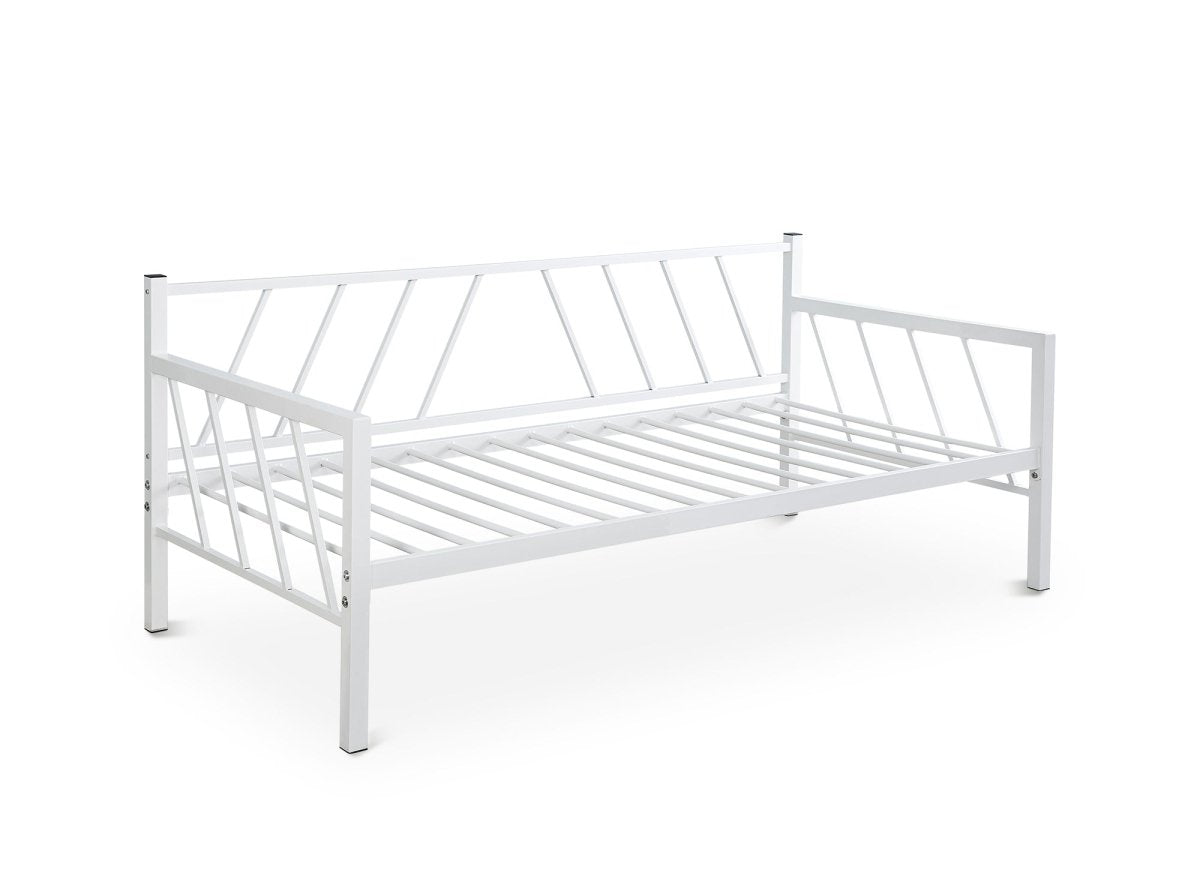 Lit banquette gigogne en métal blanc TORRY 90 x 190 cm - DécoInParis