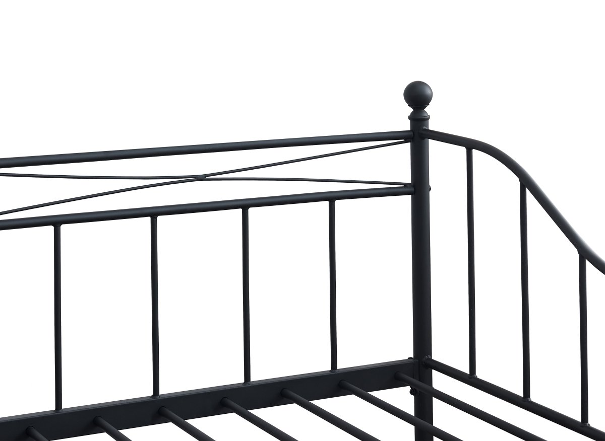 Lit banquette gigogne en métal noir ALICIA 90 x 190 cm - DécoInParis