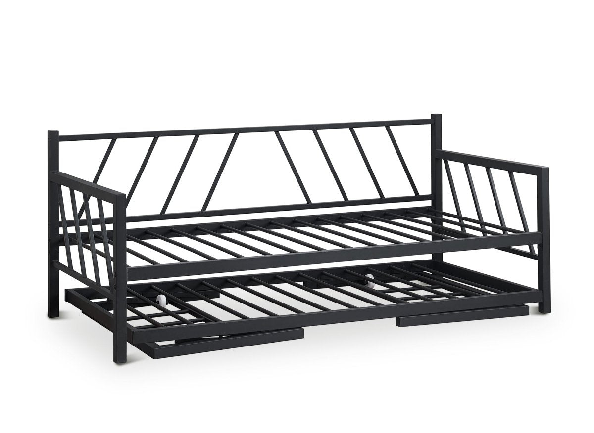 Lit banquette gigogne en métal noir TORRY 90 x 190 cm - DécoInParis