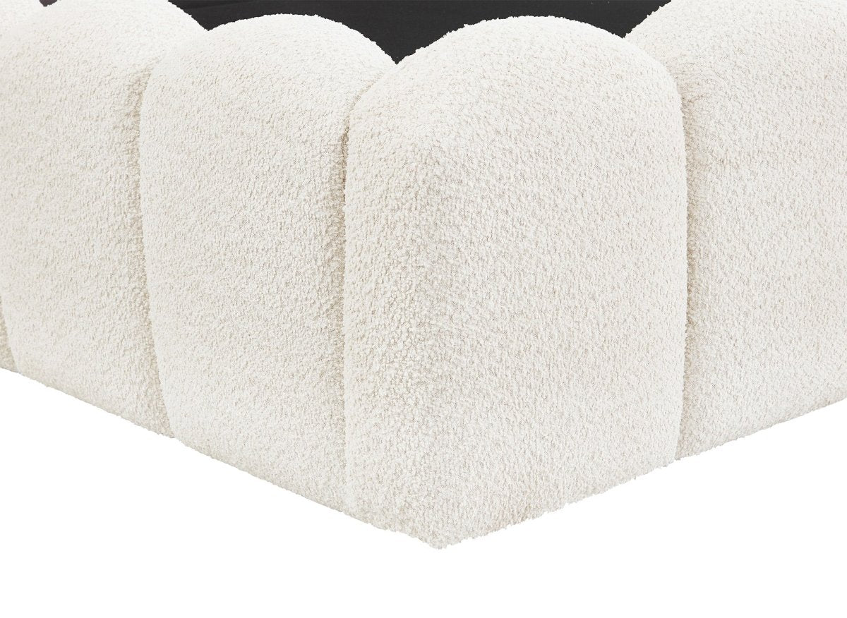 Lit coffre en tissu bouclette beige 140x190 cm RITA - DécoInParis