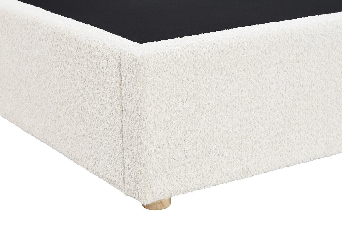 Lit coffre en tissu bouclette beige 140x190 cm ZELIA - DécoInParis