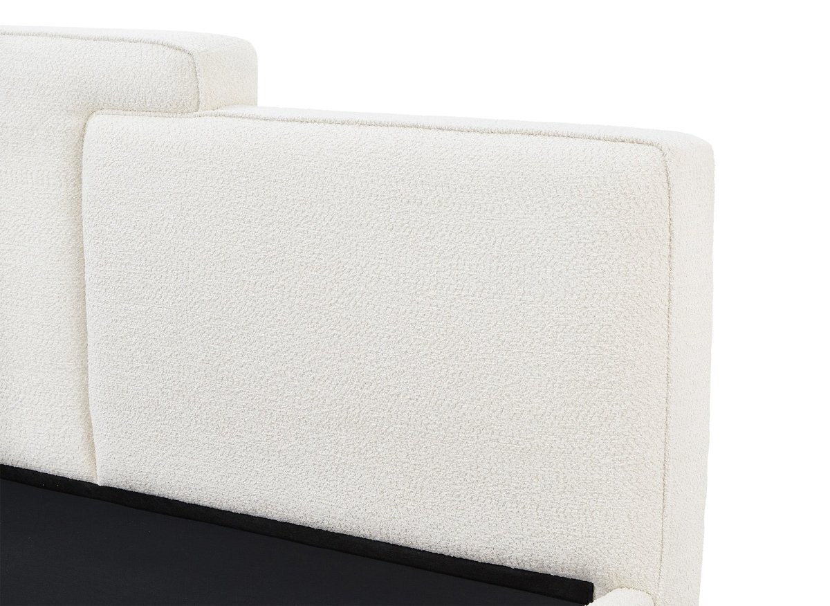 Lit coffre en tissu bouclette beige 160x200 cm ZELIA - DécoInParis