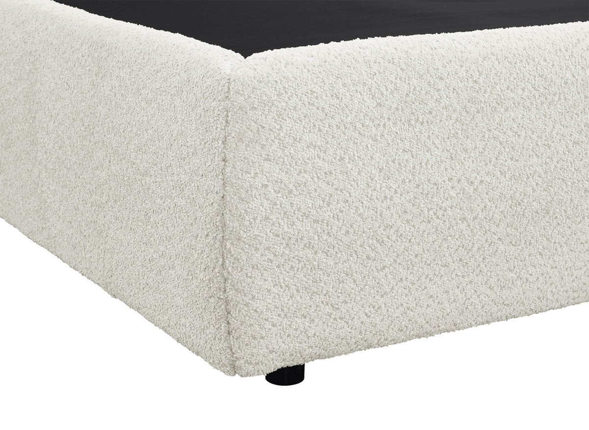 Lit coffre en tissu bouclette beige 180x200 cm MELY - DécoInParis