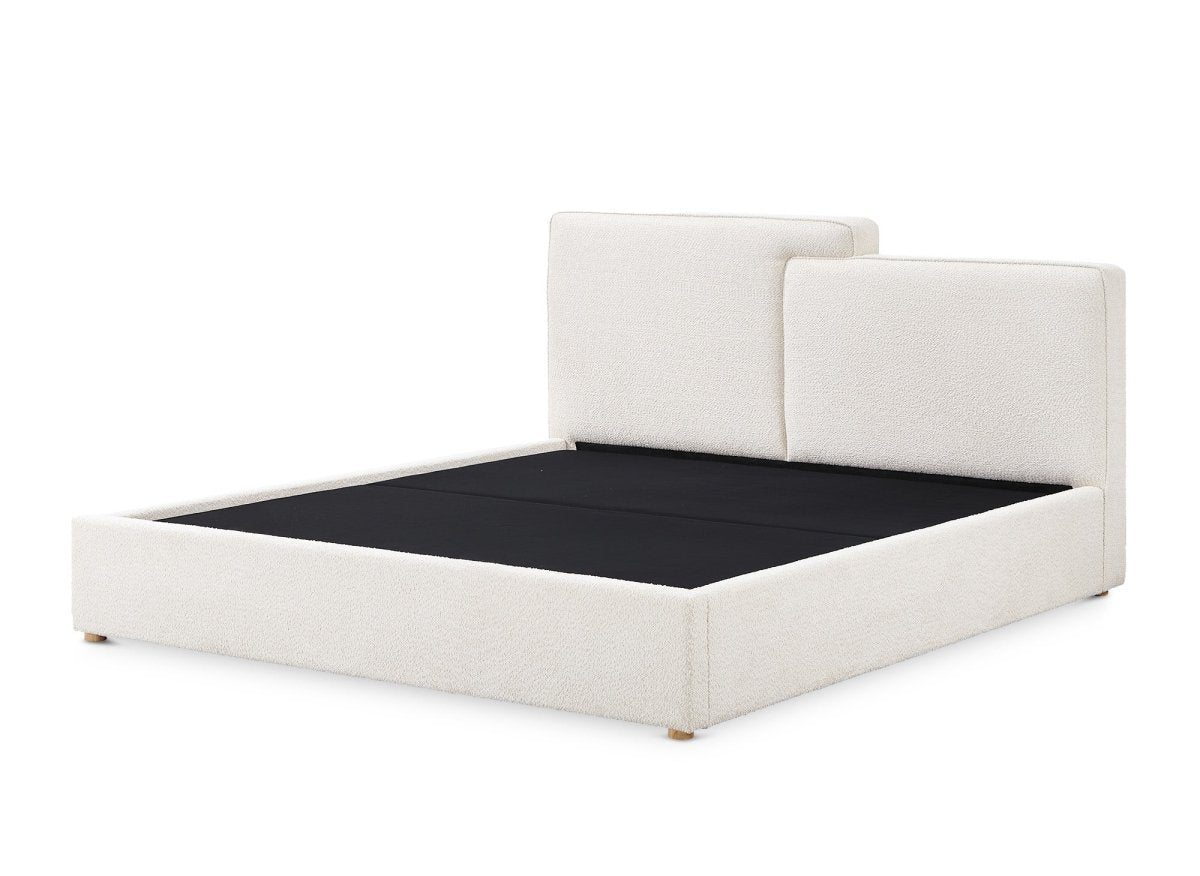 Lit coffre en tissu bouclette beige 180x200 cm ZELIA - DécoInParis