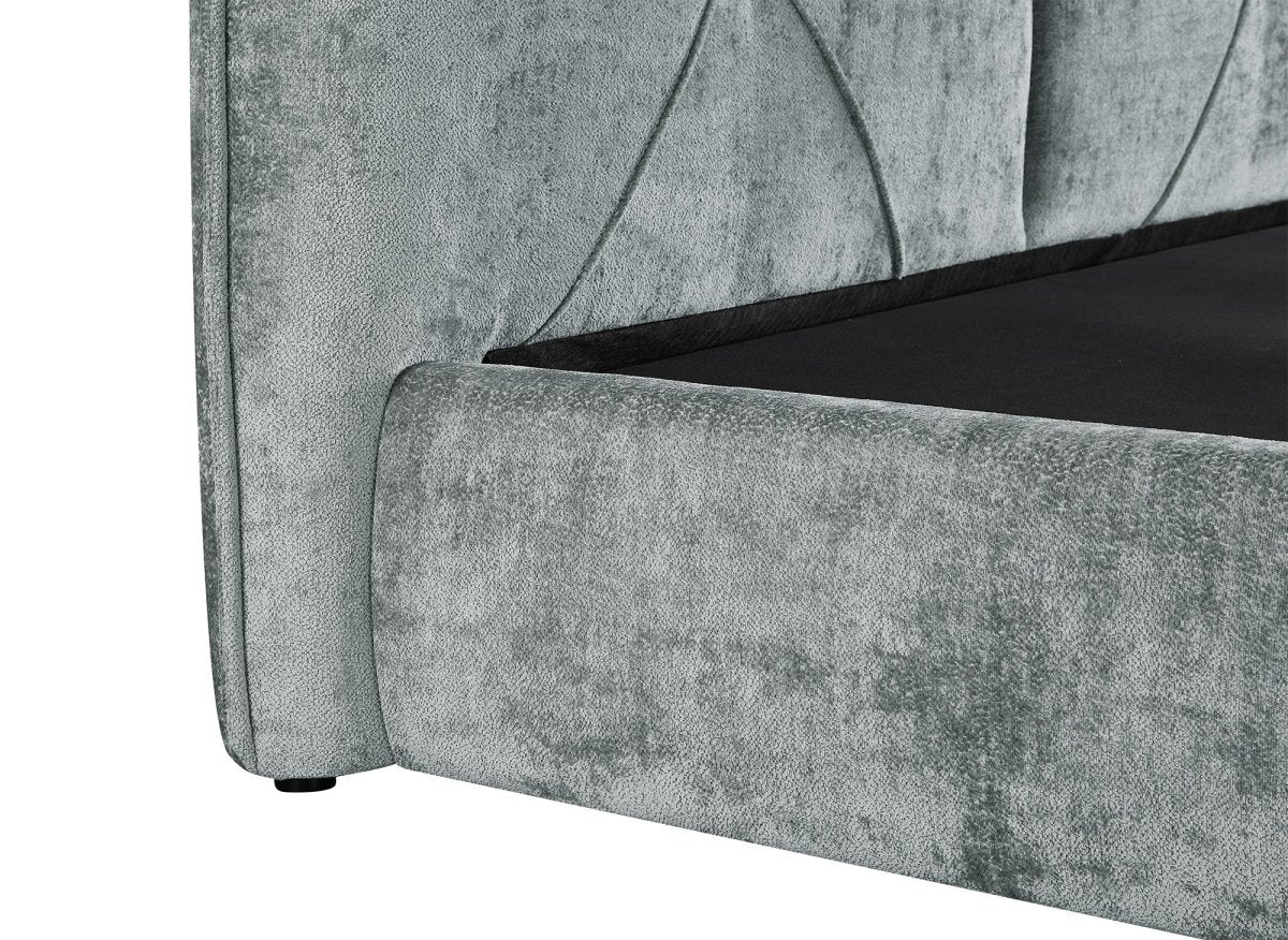 Lit coffre en tissu bouclette doux gris 160x200 cm NOAH - DécoInParis