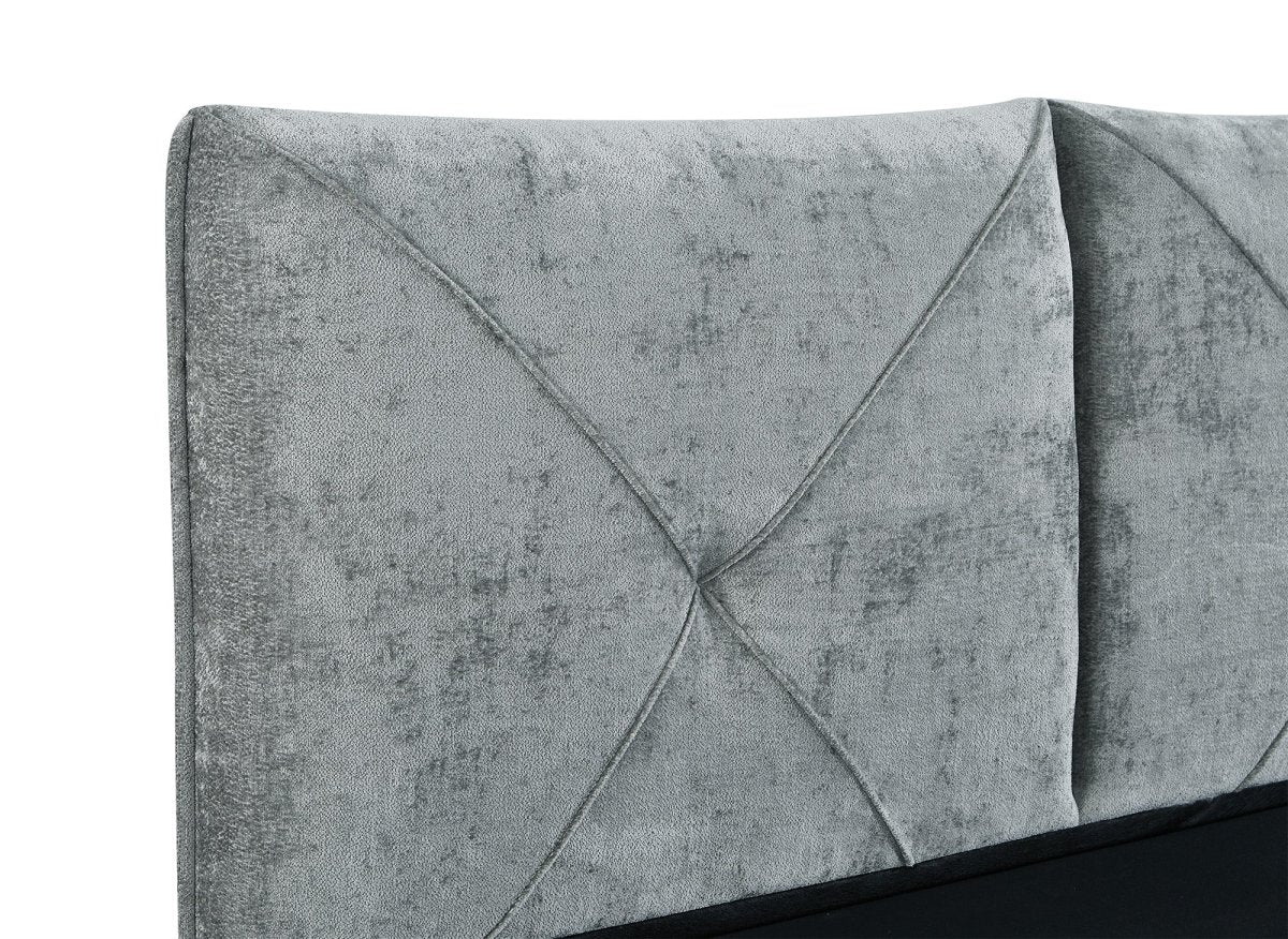 Lit coffre en tissu bouclette doux gris 180x200 cm NOAH - DécoInParis
