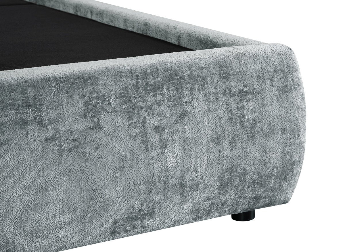 Lit coffre en tissu bouclette doux gris 180x200 cm NOAH - DécoInParis