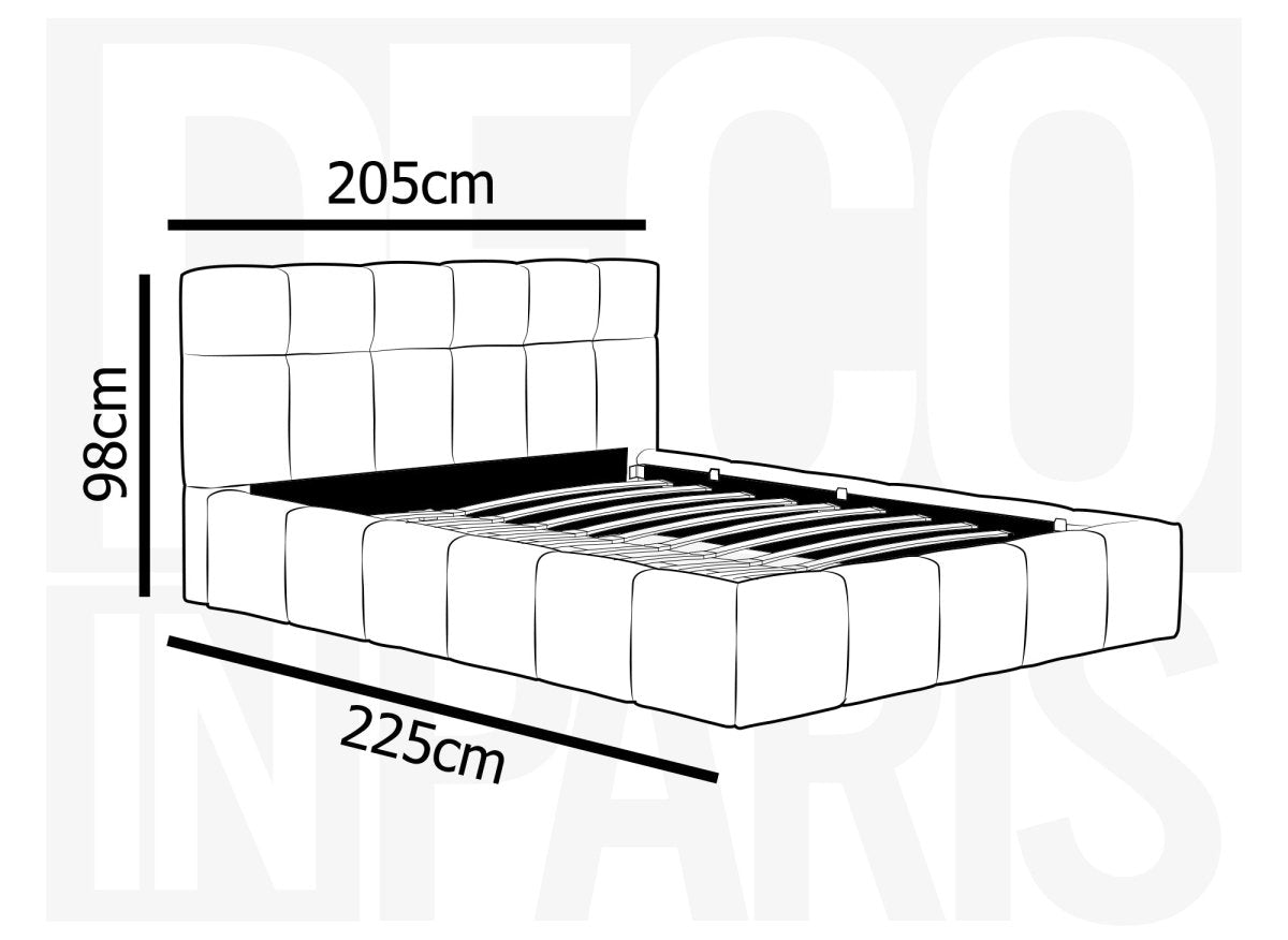 Lit coffre en tissu bouclette gris 180x200 cm MILIE - DécoInParis