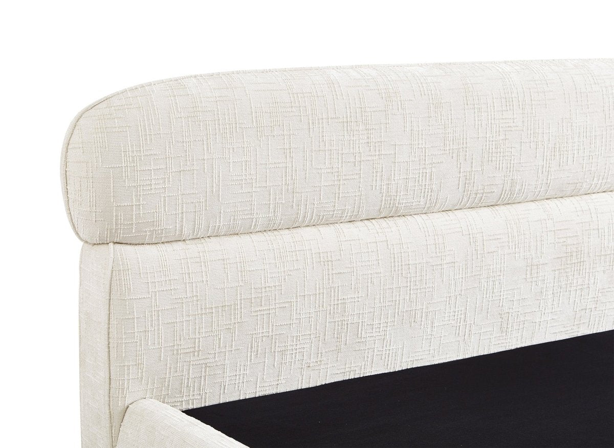 Lit coffre en velours chiné beige 140x190cm MELO - DécoInParis