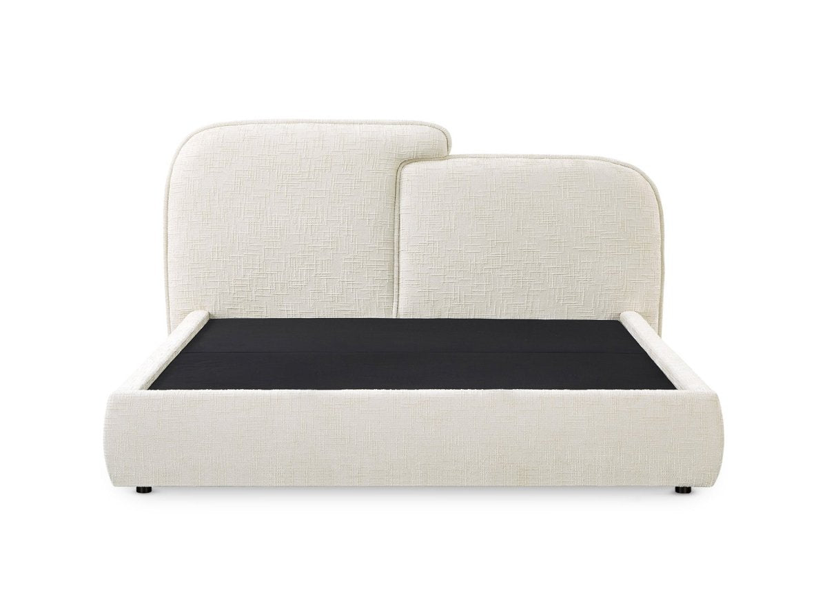 Lit coffre en velours chiné beige 160x200 cm MILENA - DécoInParis