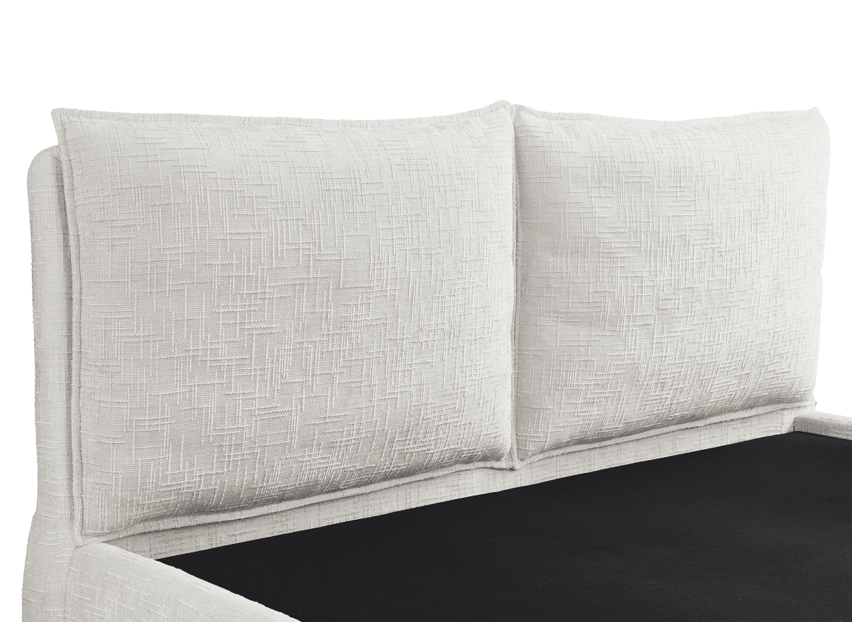 Lit coffre en velours chiné beige 180x200 cm MELY - DécoInParis