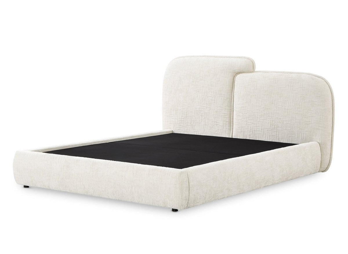 Lit coffre en velours chiné beige 180x200 cm MILENA - DécoInParis