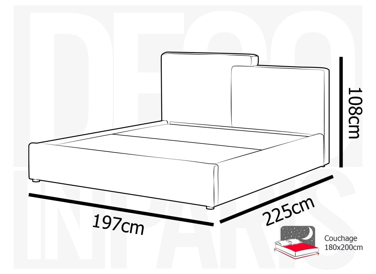 Lit coffre en velours côtelé taupe 180x200 cm ZELIA - DécoInParis