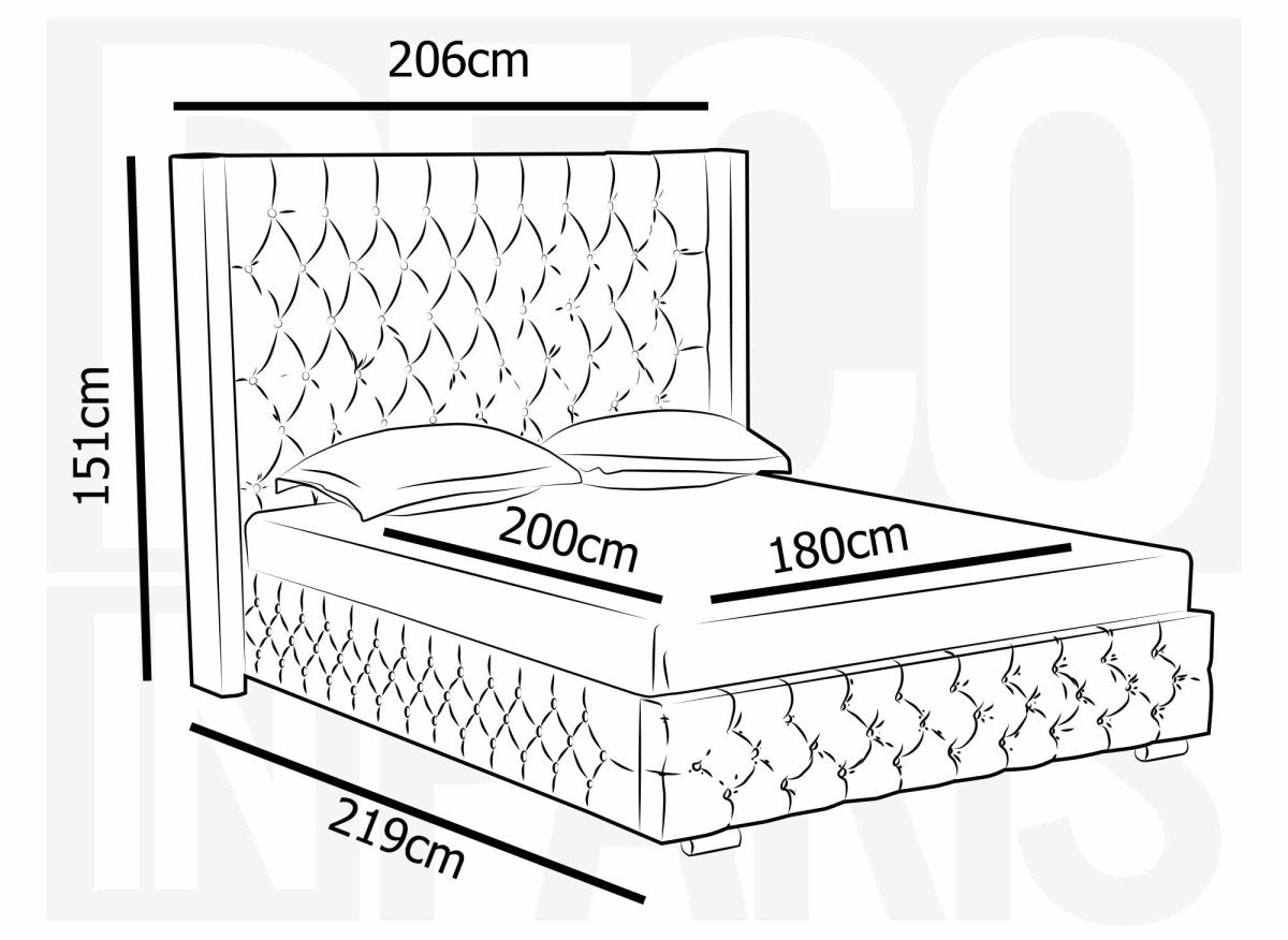 Lit coffre en velours gris 180X200 cm PERLA - DécoInParis
