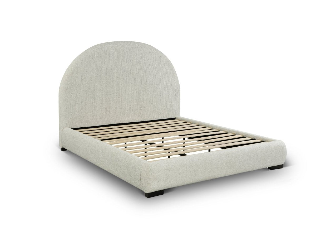 Lit double effet peau de mouton blanc écru NAMY 180 x 200 cm - DécoInParis