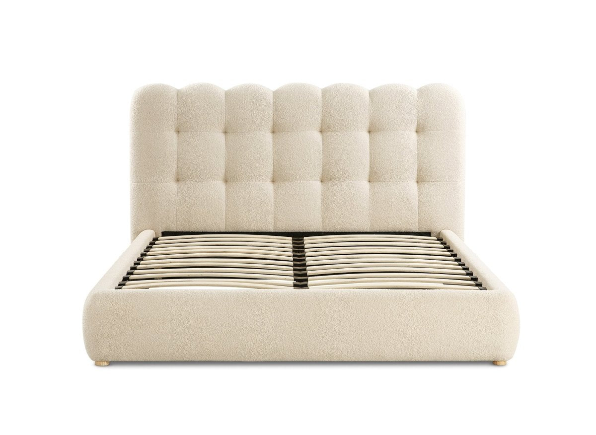 Lit double en tissu bouclette beige 140x190cm BISCUIT - DécoInParis