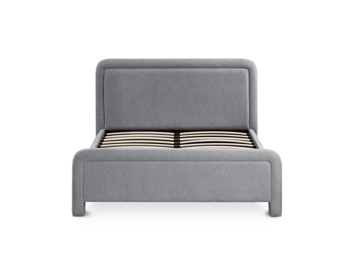 Lit double en tissu doux gris 140 x190 cm ANELA - DécoInParis