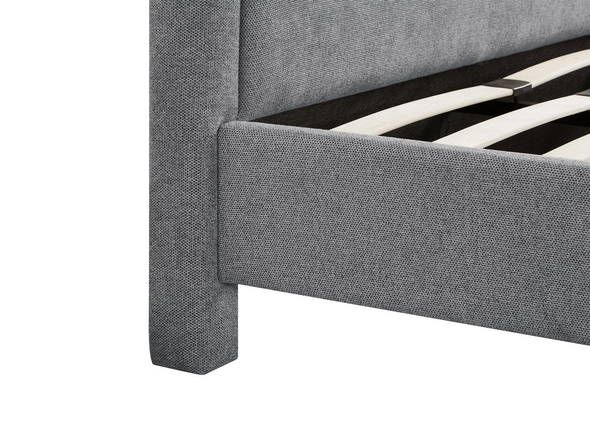 Lit double en tissu doux gris 180 x200 cm ANELA - DécoInParis