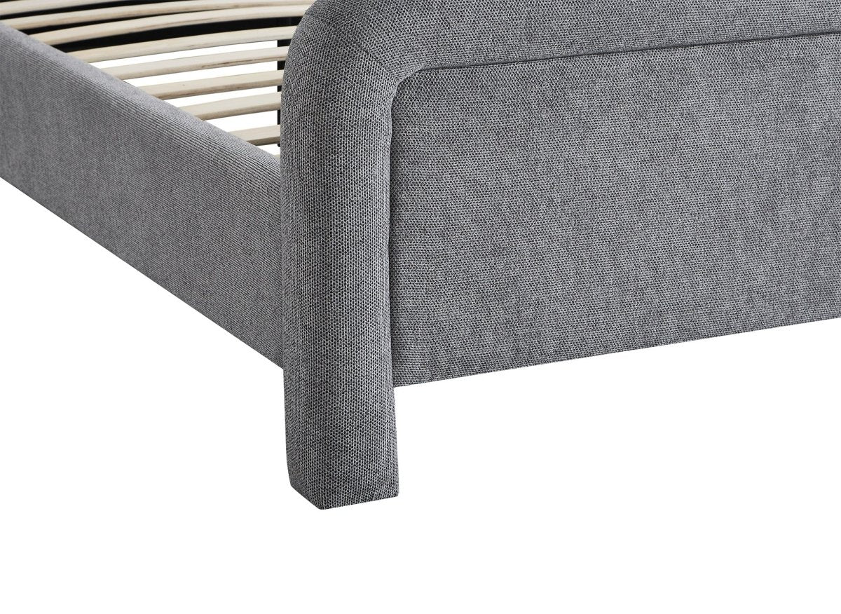 Lit double en tissu doux gris 180 x200 cm ANELA - DécoInParis