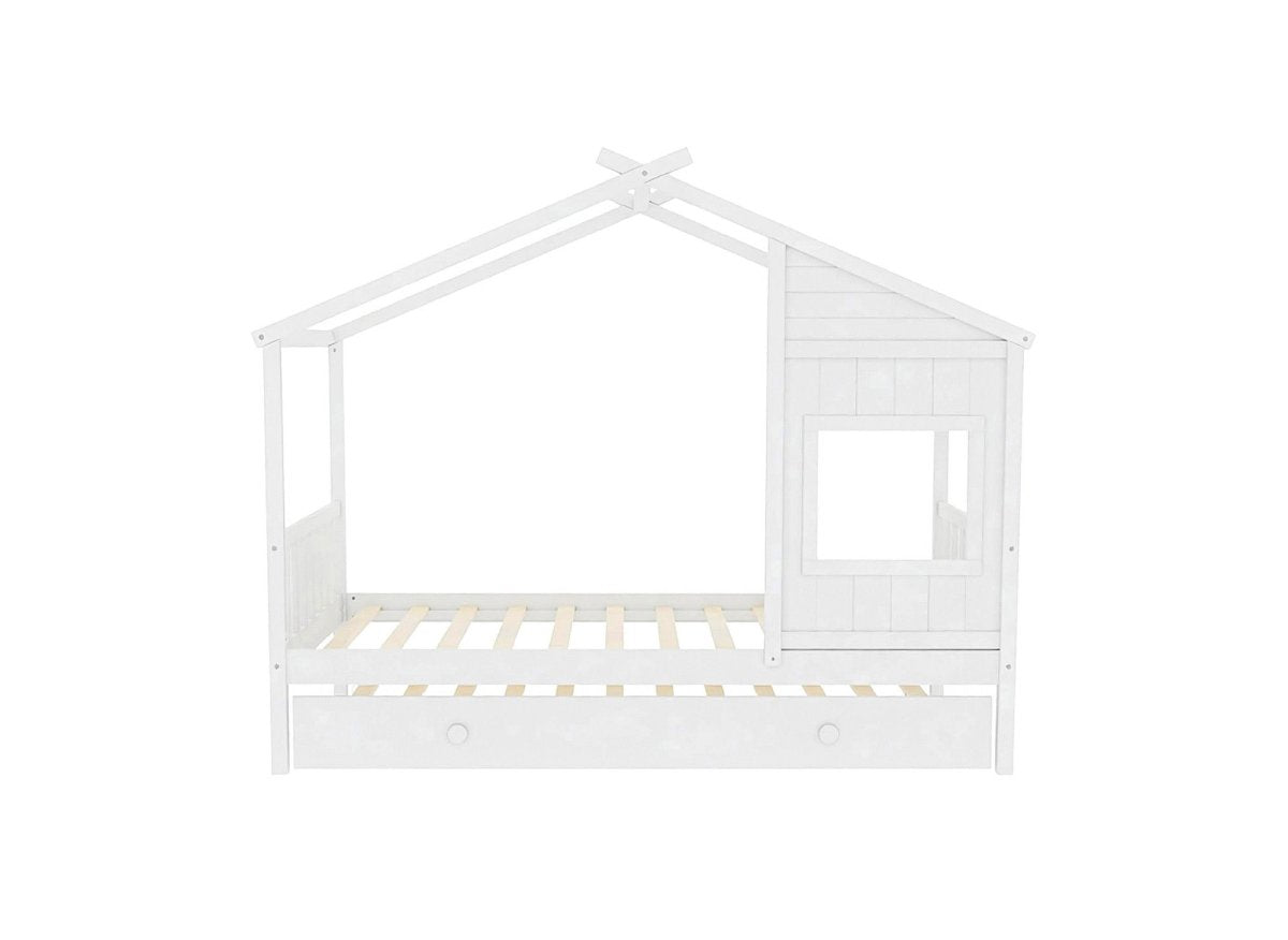 Détail du lit cabane Montessori MILIO en bois blanc