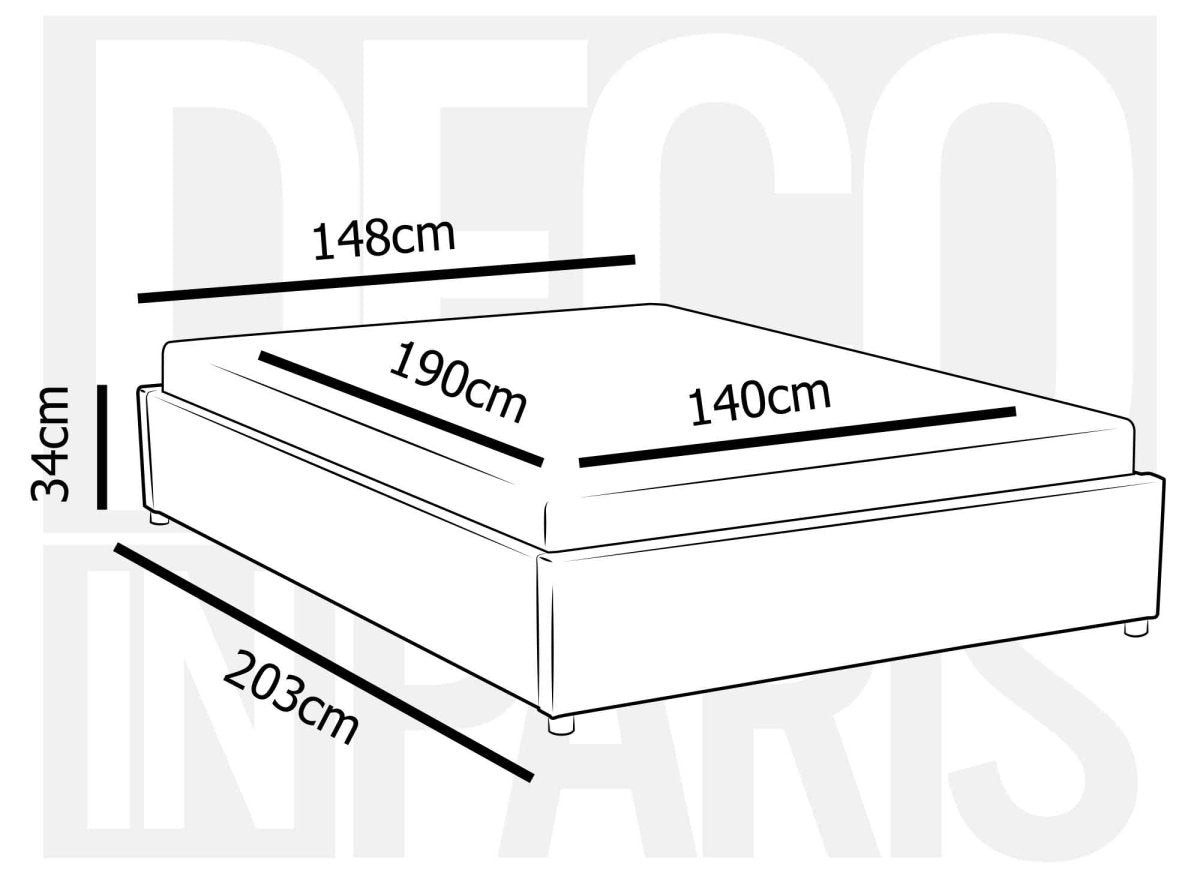 Lit sommier relevable avec coffre en simili cuir blanc 140x190 cm LIZBAN - DécoInParis