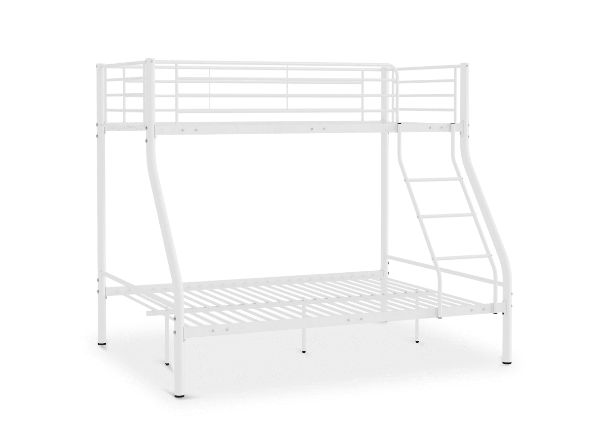 Lit superposé 3 places en métal blanc 90 x 190 cm et 140 x 190 cm TRINITY - DécoInParis