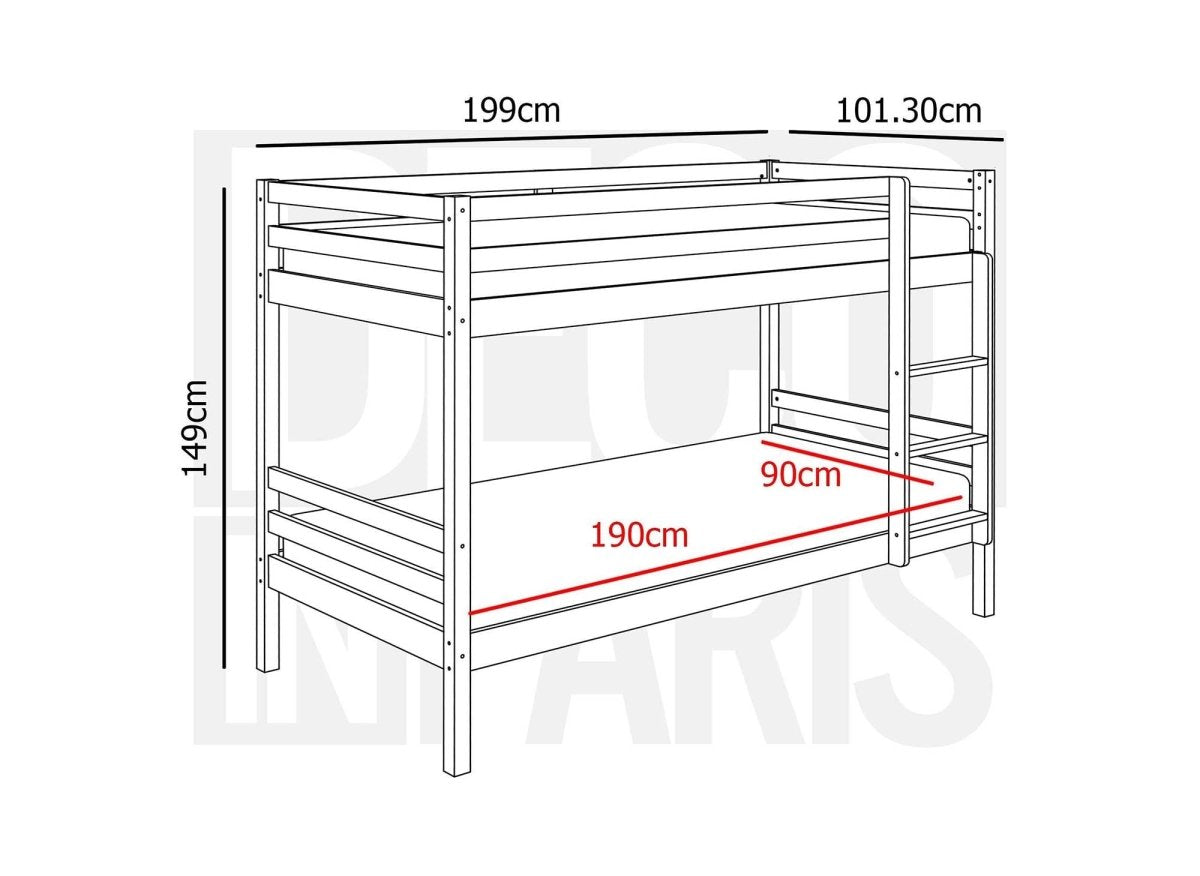 Lit superposé gigogne 3 couchages en bois blanc LEOPAUL 90 x 190 cm - DécoInParis