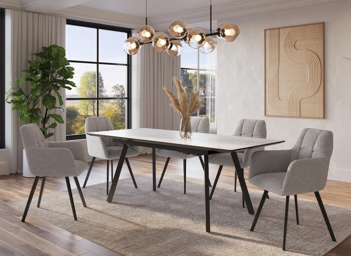 Lot de 2 chaises avec accoudoirs effet peau de mouton gris clair ESPERA - DécoInParis