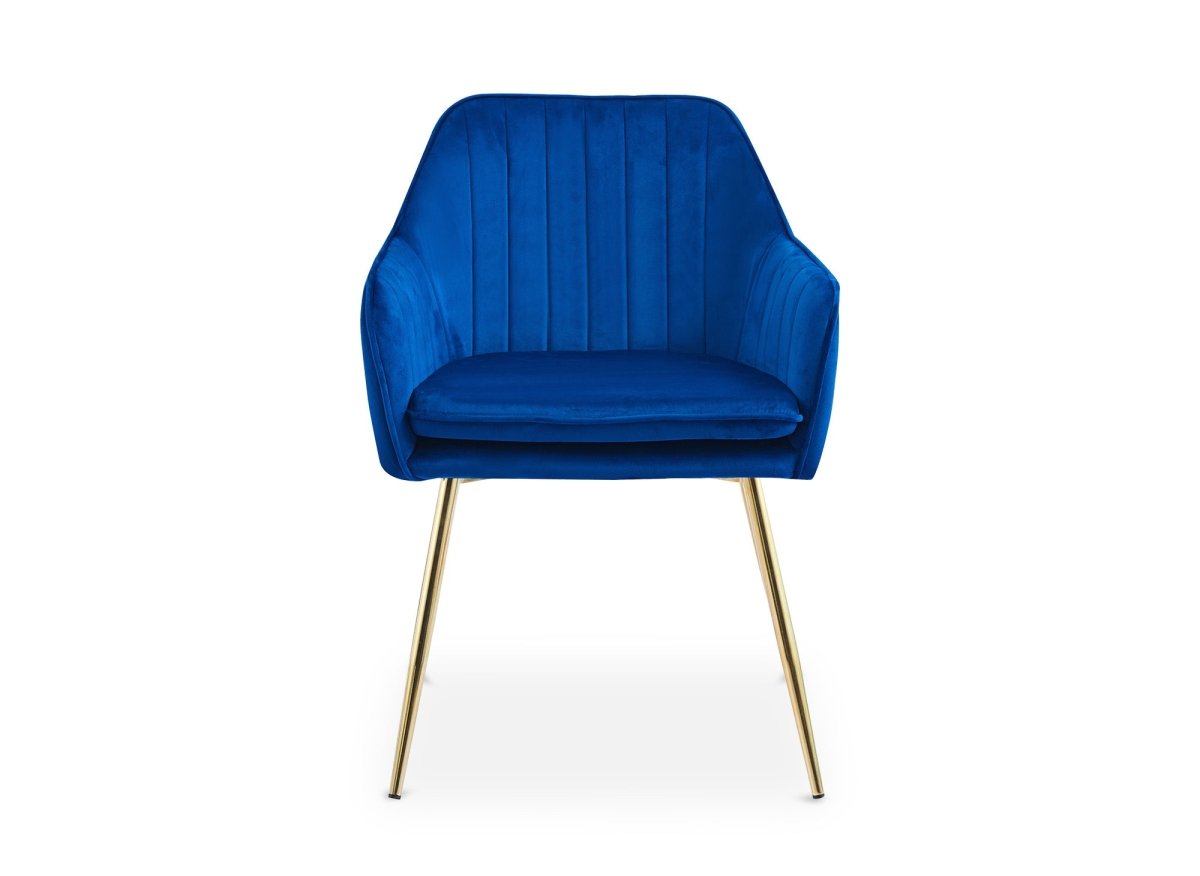 Lot de 2 chaises avec accoudoirs en velours bleu EDWIGE - DécoInParis