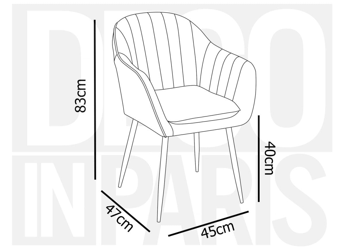 Lot de 2 chaises avec accoudoirs en velours gris EDWIGE - DécoInParis