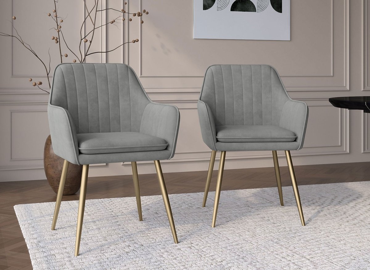 Lot de 2 chaises avec accoudoirs en velours gris EDWIGE - DécoInParis