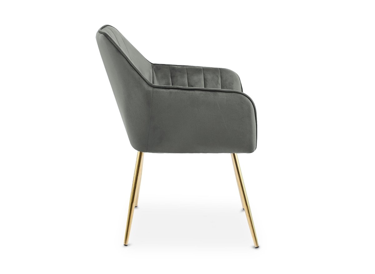 Lot de 2 chaises avec accoudoirs en velours gris EDWIGE - DécoInParis