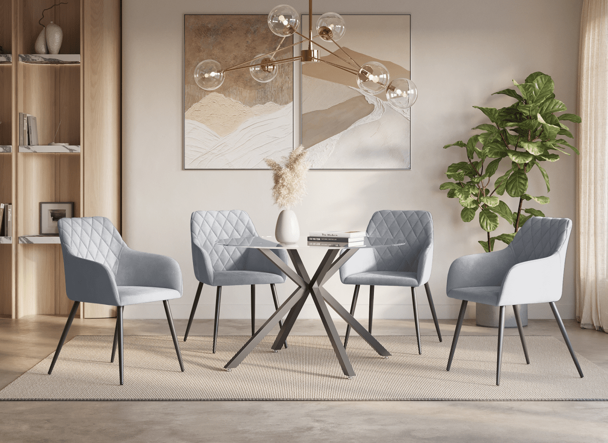 Lot de 2 chaises avec accoudoirs en velours gris KANA - DécoInParis