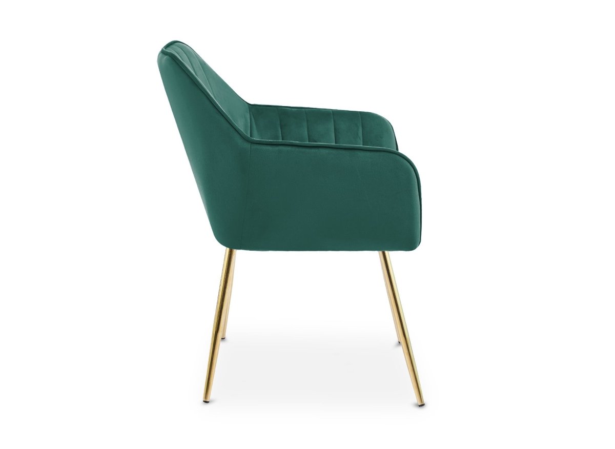 Lot de 2 chaises avec accoudoirs en velours vert EDWIGE - DécoInParis