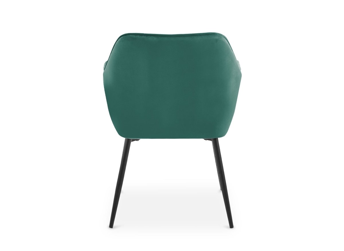 Lot de 2 chaises avec accoudoirs en velours vert pieds noirs EDWIGE - DécoInParis