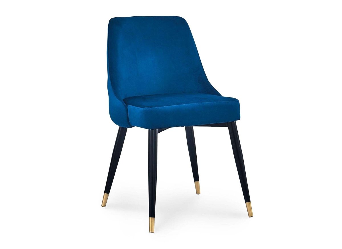 Lot de 2 chaises capitonnées en velours bleu DORINA - DécoInParis