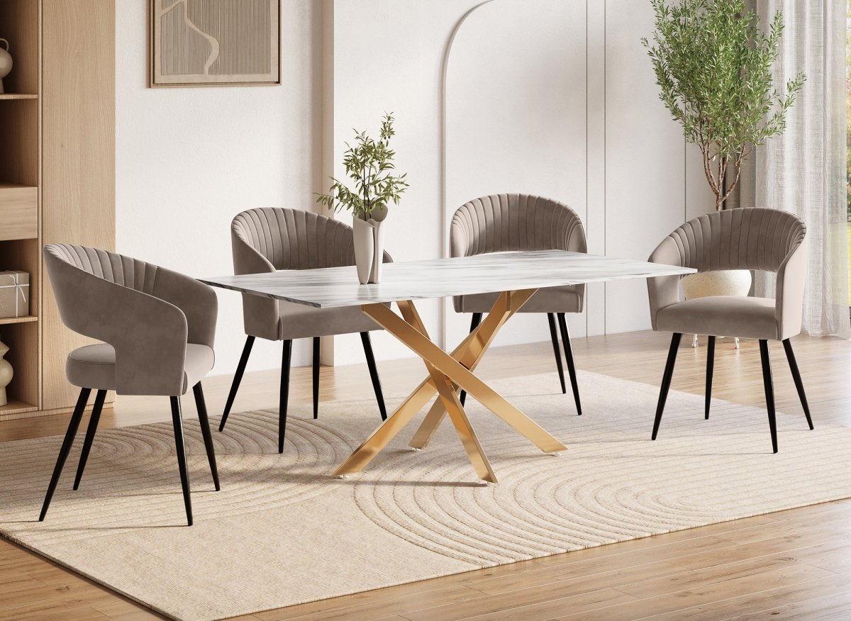 Lot de 2 chaises design en velours beige GLORIA - DécoInParis