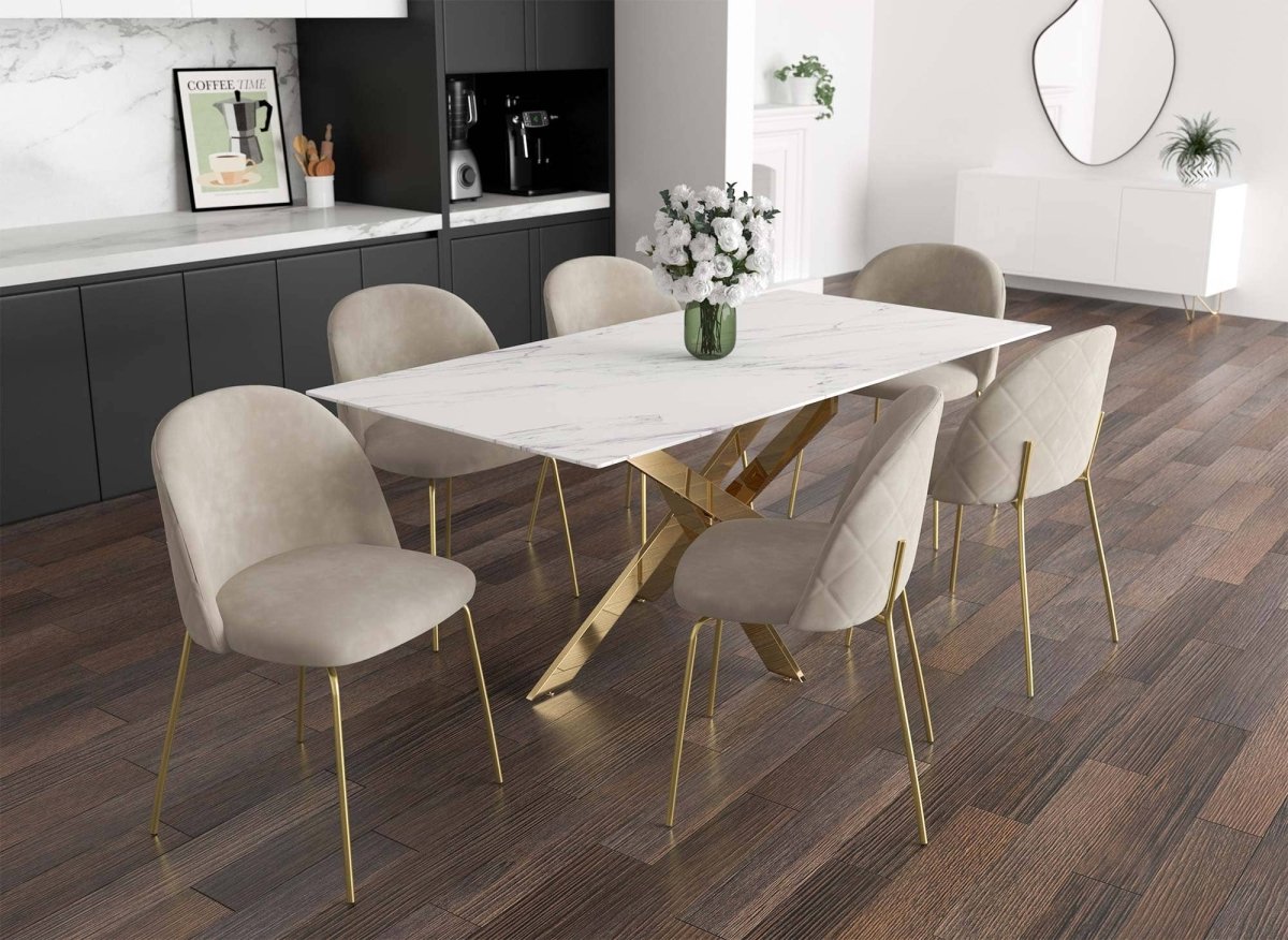 Lot de 2 chaises design en velours beige KENNETH - DécoInParis