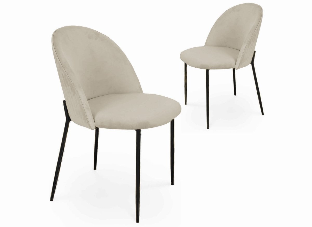 Lot de 2 chaises design en velours beige pieds noirs ARABEL - DécoInParis