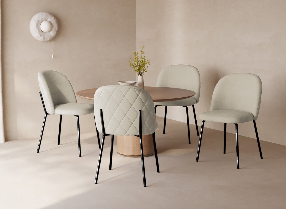 Lot de 2 chaises design en velours beige pieds noirs KENNETH - DécoInParis