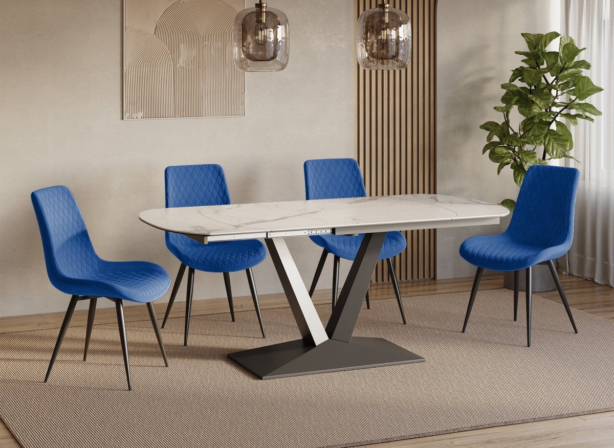 Lot de 2 chaises design en velours bleu YOLA - DécoInParis