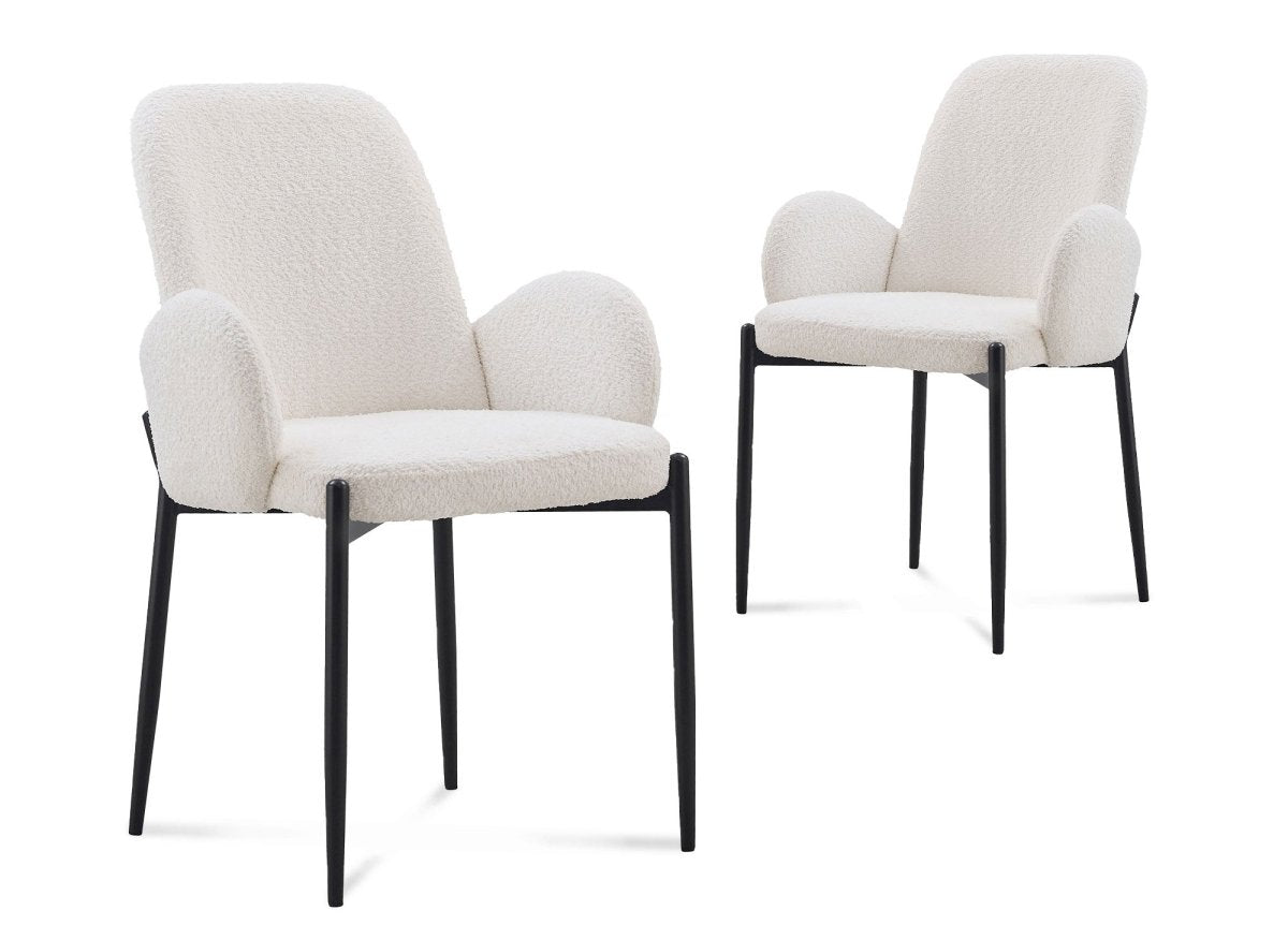 Lot de 2 chaises effet peau de mouton blanc KAMILIA - DécoInParis