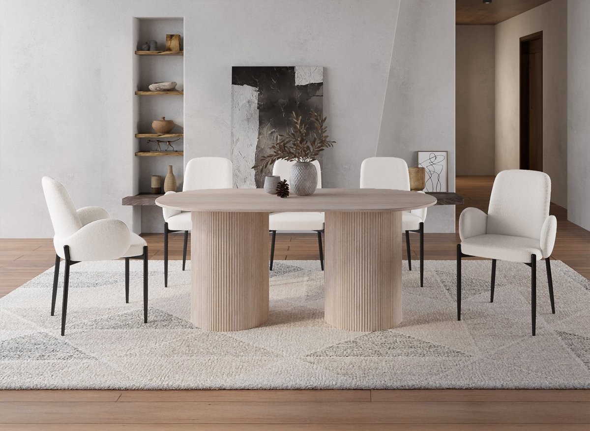 Lot de 2 chaises effet peau de mouton blanc KAMILIA - DécoInParis