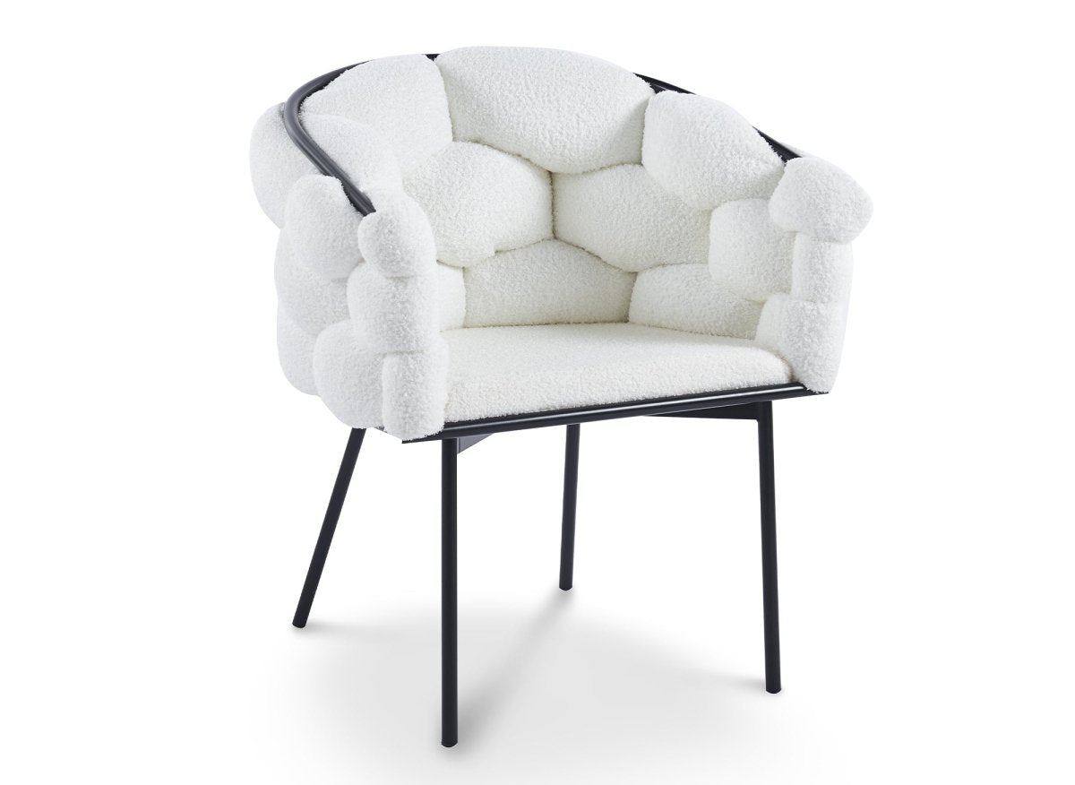 Lot de 2 chaises effet peau de mouton blanc pieds en métal noir CHARLOTTE - DécoInParis