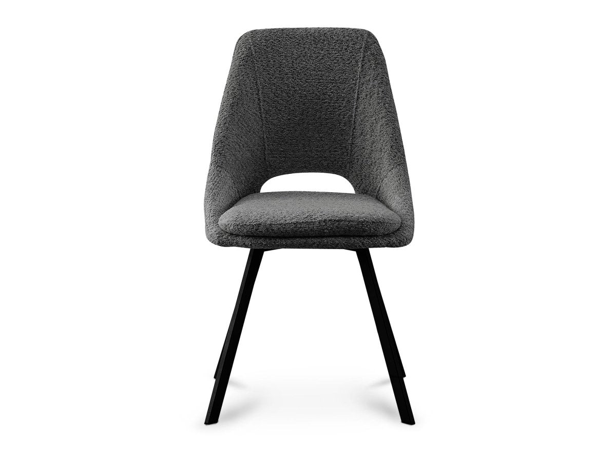 Lot de 2 chaises effet peau de mouton gris foncé NARCISSE - DécoInParis