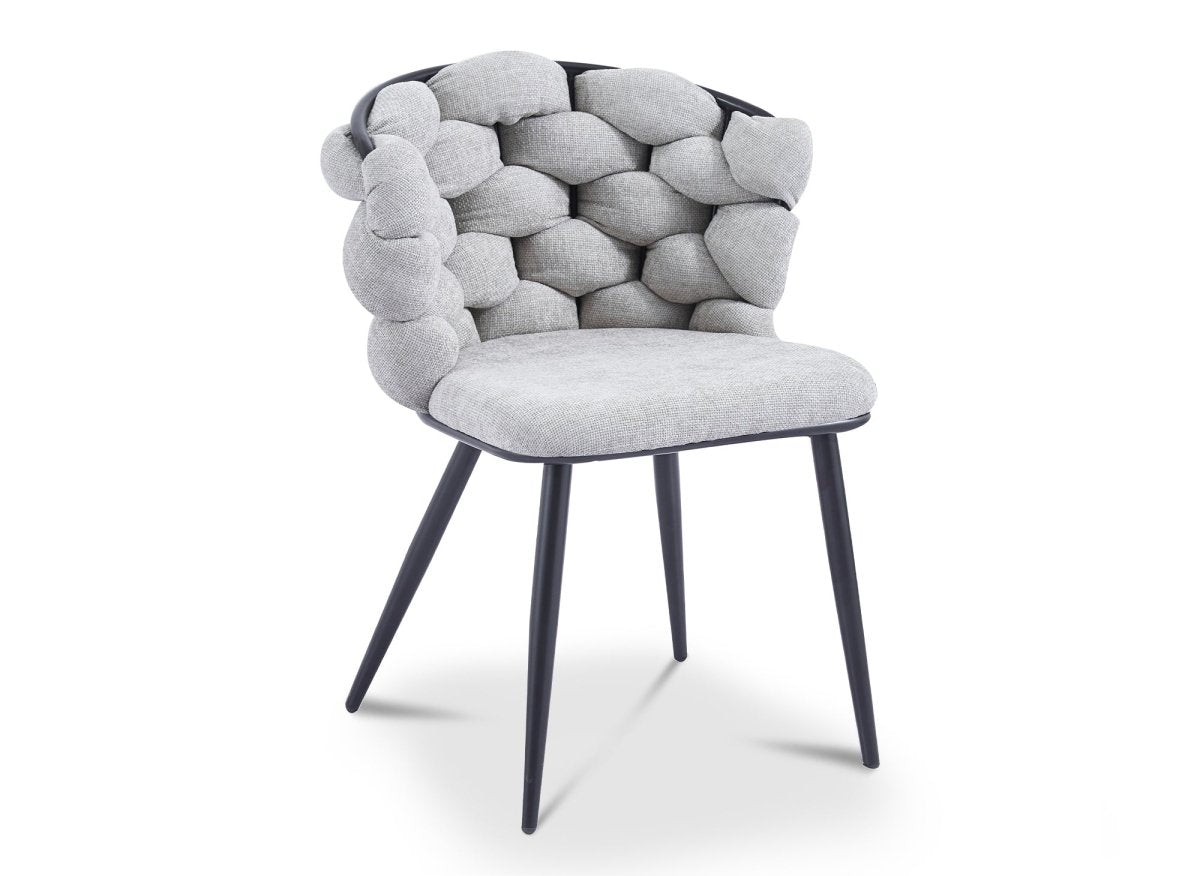 Lot de 2 chaises en tissu gris pieds en métal noir CECILE - DécoInParis